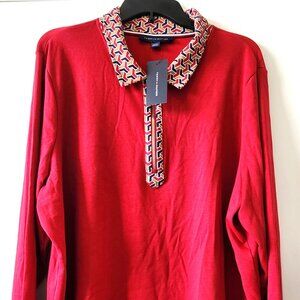 Tommy Hilfiger Women’s 2X Red Quarter Zip Pullover College Prep Top NWT MSRP $79